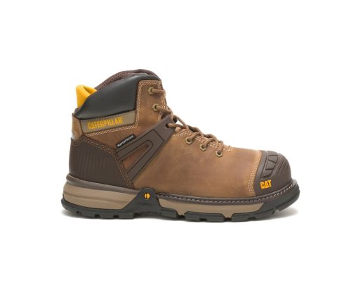 Caterpillar CAT Excavator Superlite Waterproof Soft Toe Men's Work Boots Dark Beige | CAT-183YL