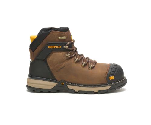 Caterpillar CAT Excavator Superlite Waterproof Thinsulate™ Carbon Composite Toe Men's Work Boots Dark Brown | CAT-797KO