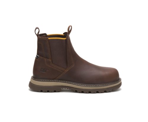 Caterpillar CAT Fairbanks Chelsea Steel Toe Men's Work Boots Coffee | CAT-098VG