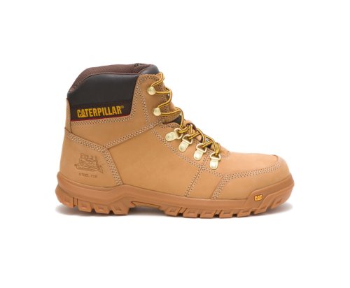 Caterpillar CAT Outline Steel Toe Men's Work Boots Brown | CAT-046TM