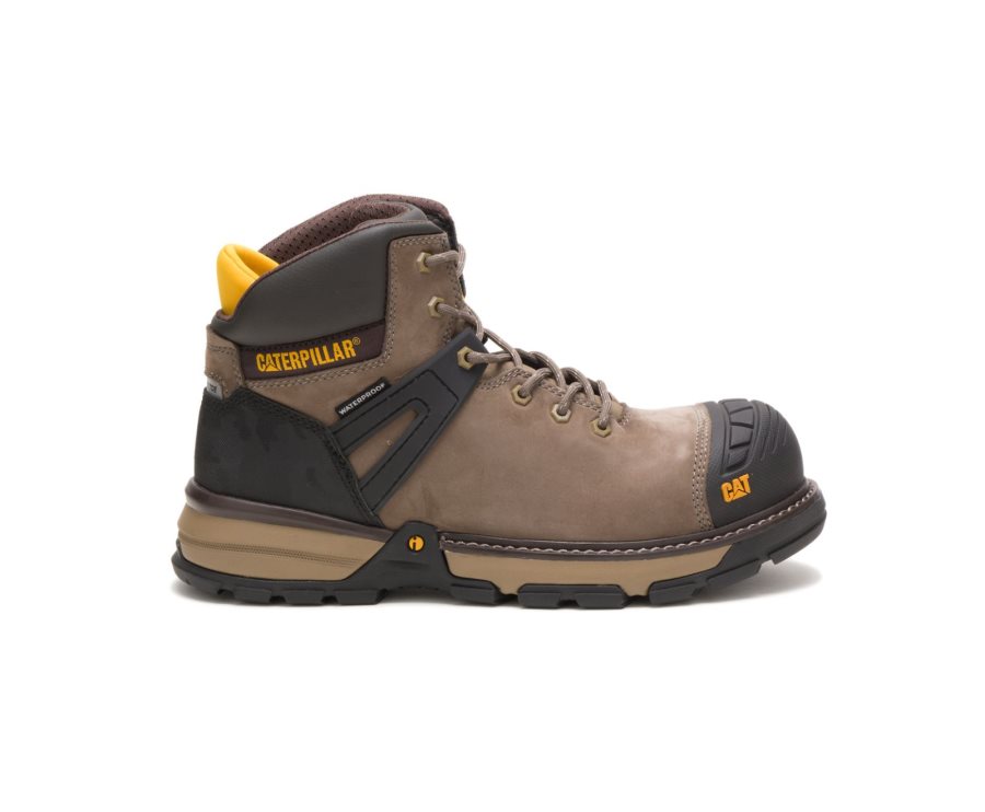 Caterpillar CAT Excavator Superlite Waterproof Nano Toe Men\'s Work Boots Brown / Black | CAT-089VD