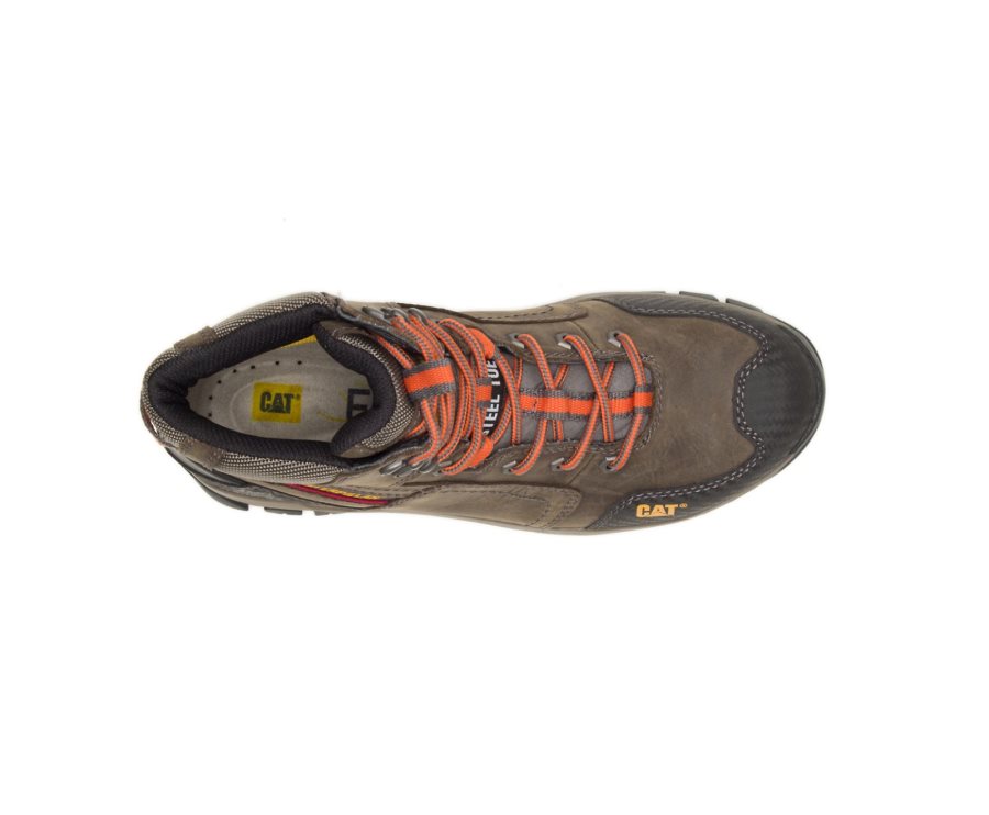 Caterpillar CAT Navigator Mid Waterproof Steel Toe Men's Work Boots Dark Grey | CAT-036ZR
